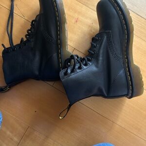Black Leather Lace-Up Boots